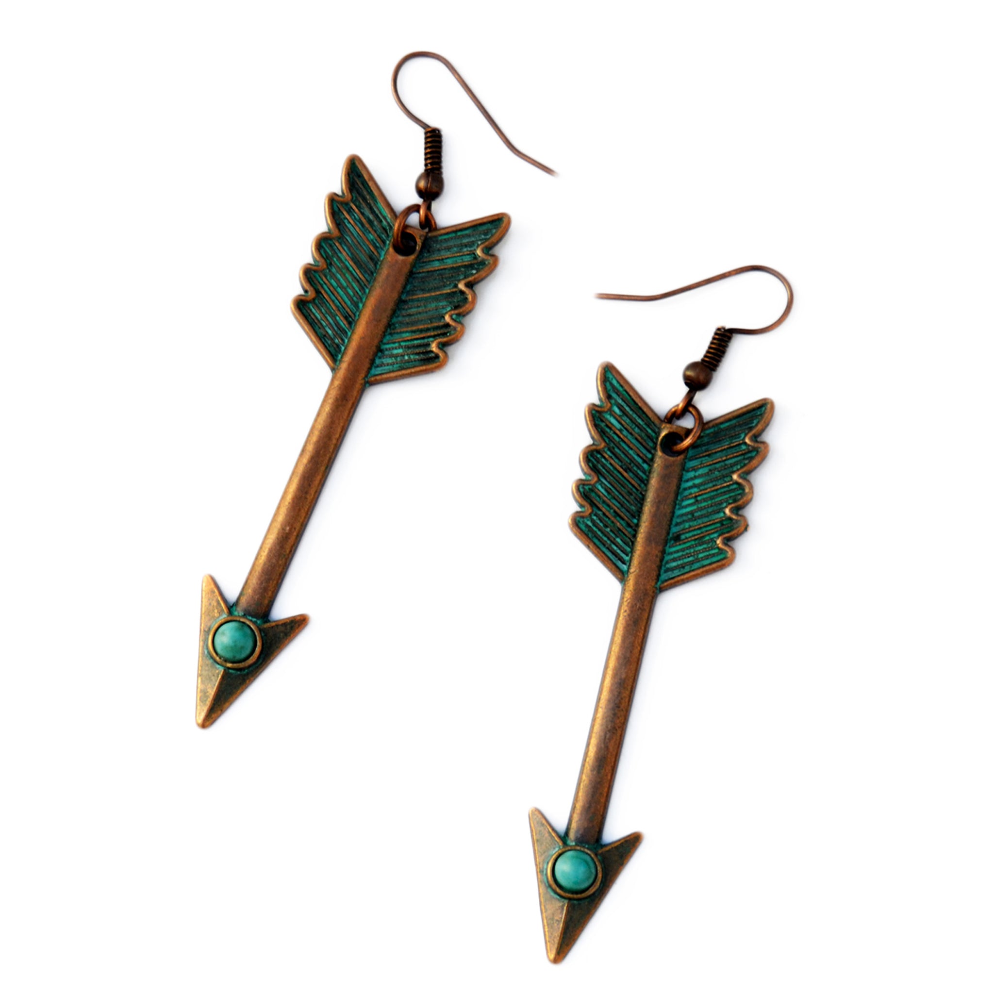 Copper verdigris earrings