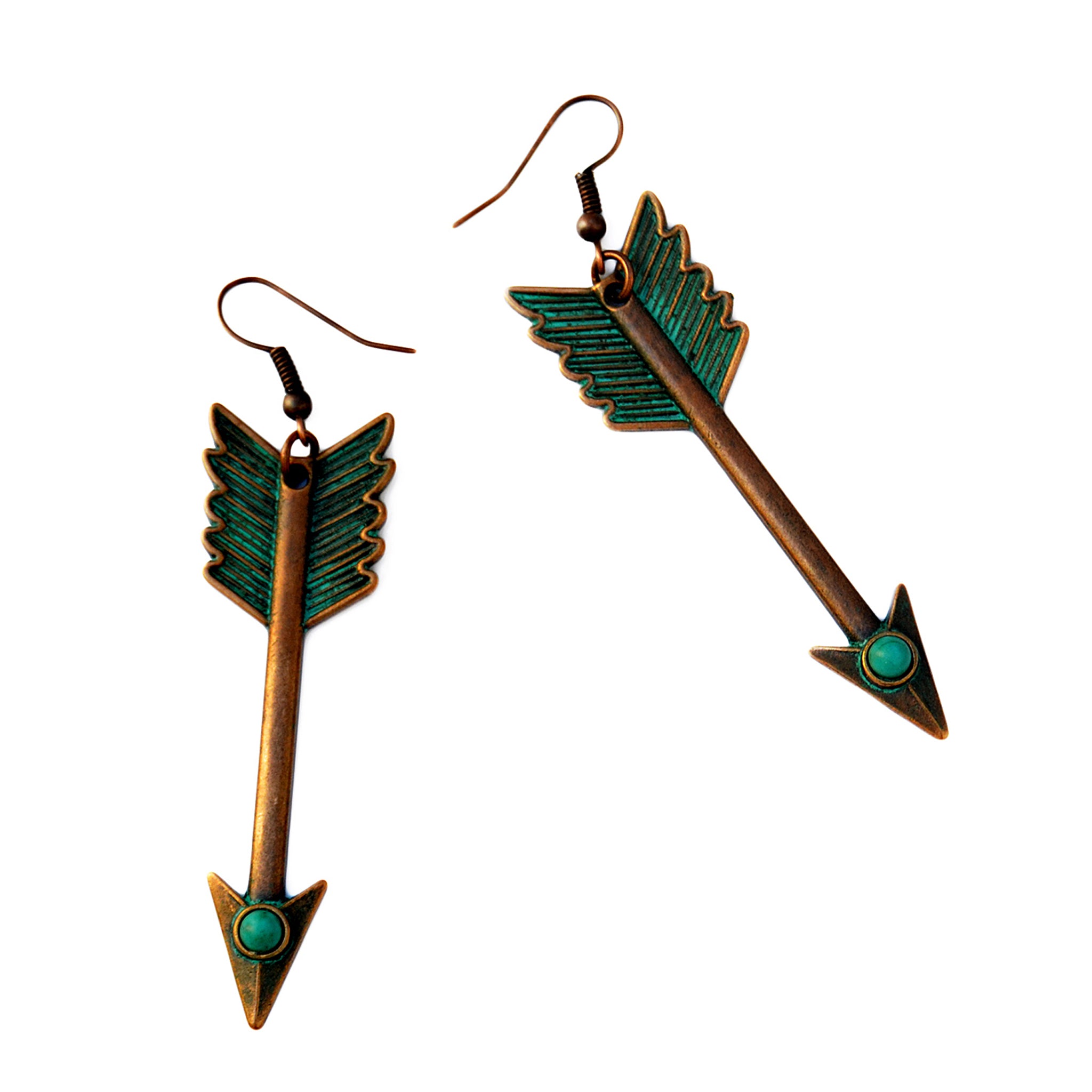 Verdigris arrow earrings