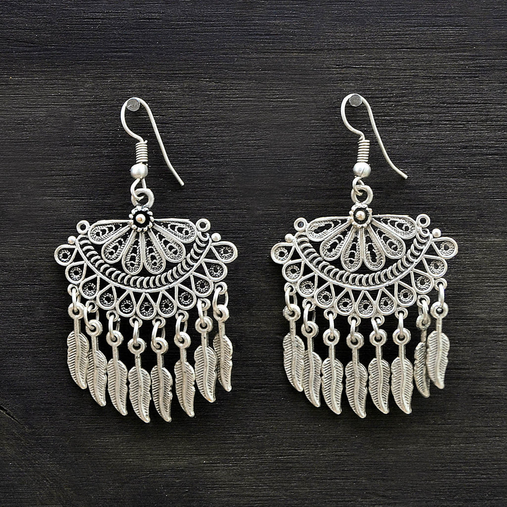 Silver filigree earrings