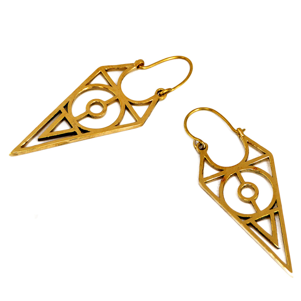 Brass triangle earrings