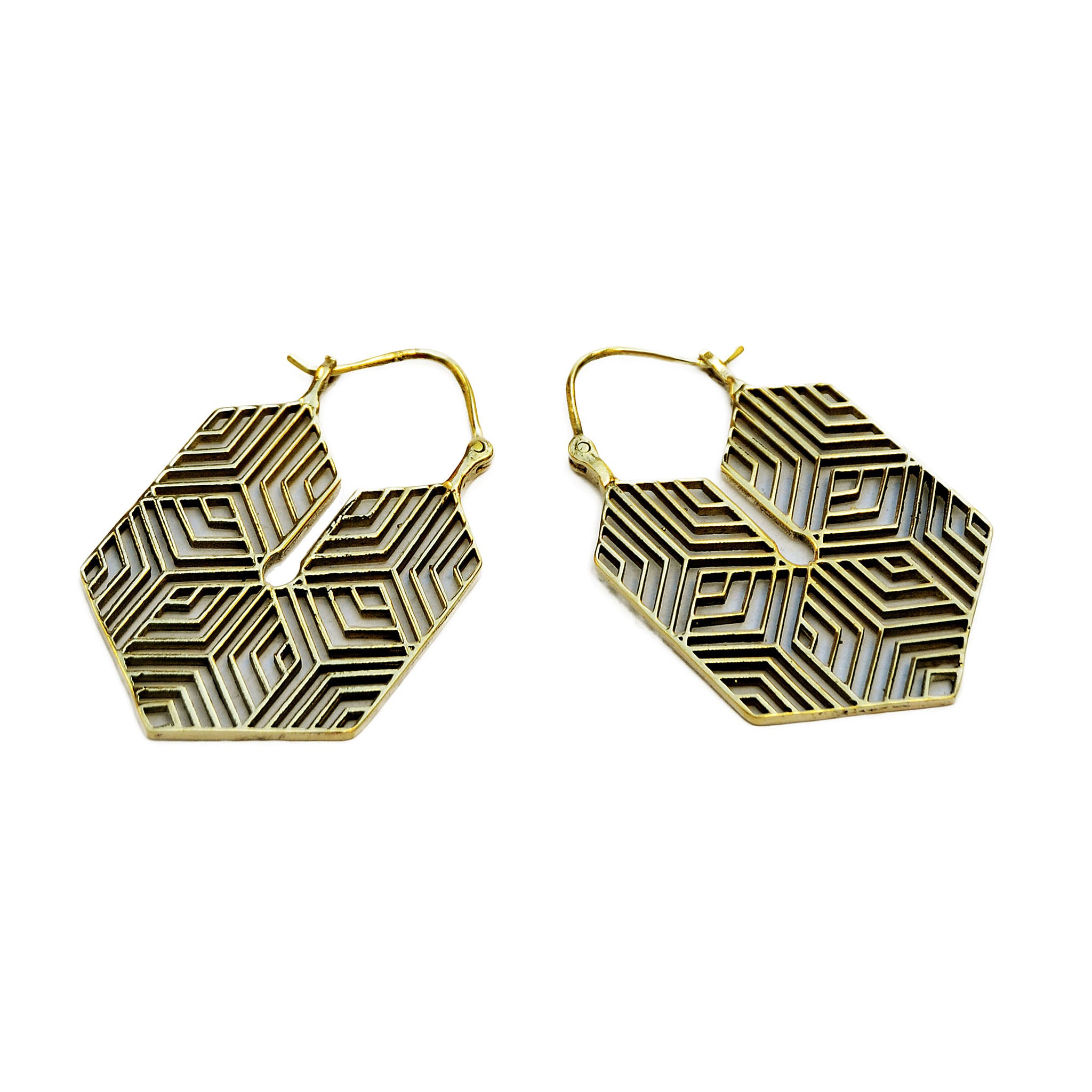 Brass geometric earrings