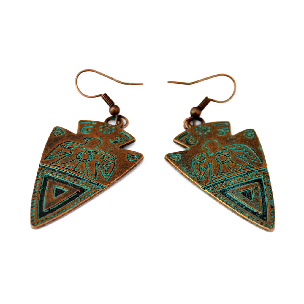 Green copper tribal earrings