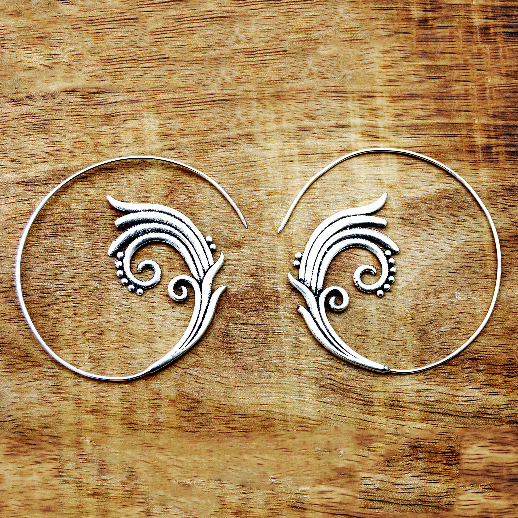 Spiral lotus earrings