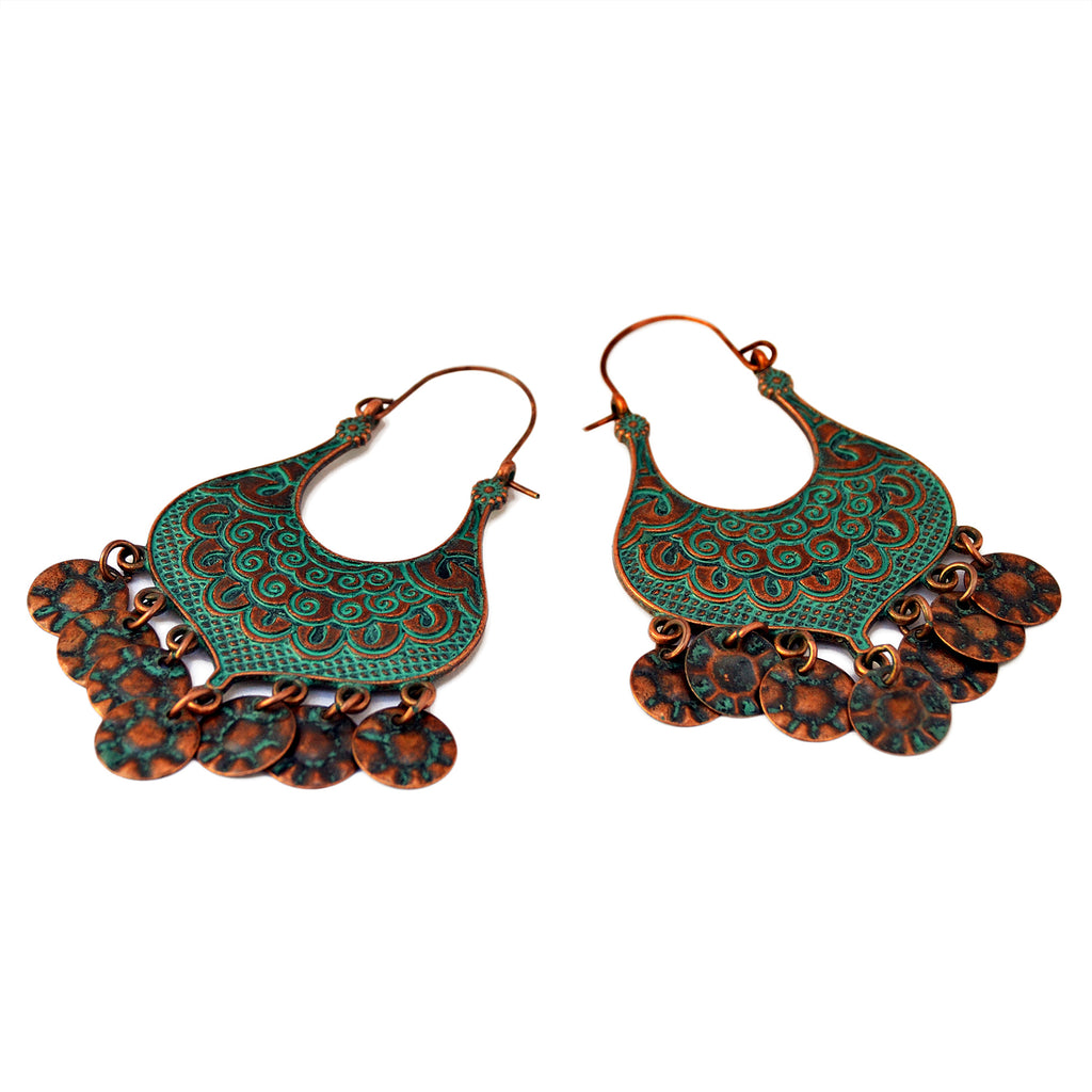 Verdigris ethnic earrings