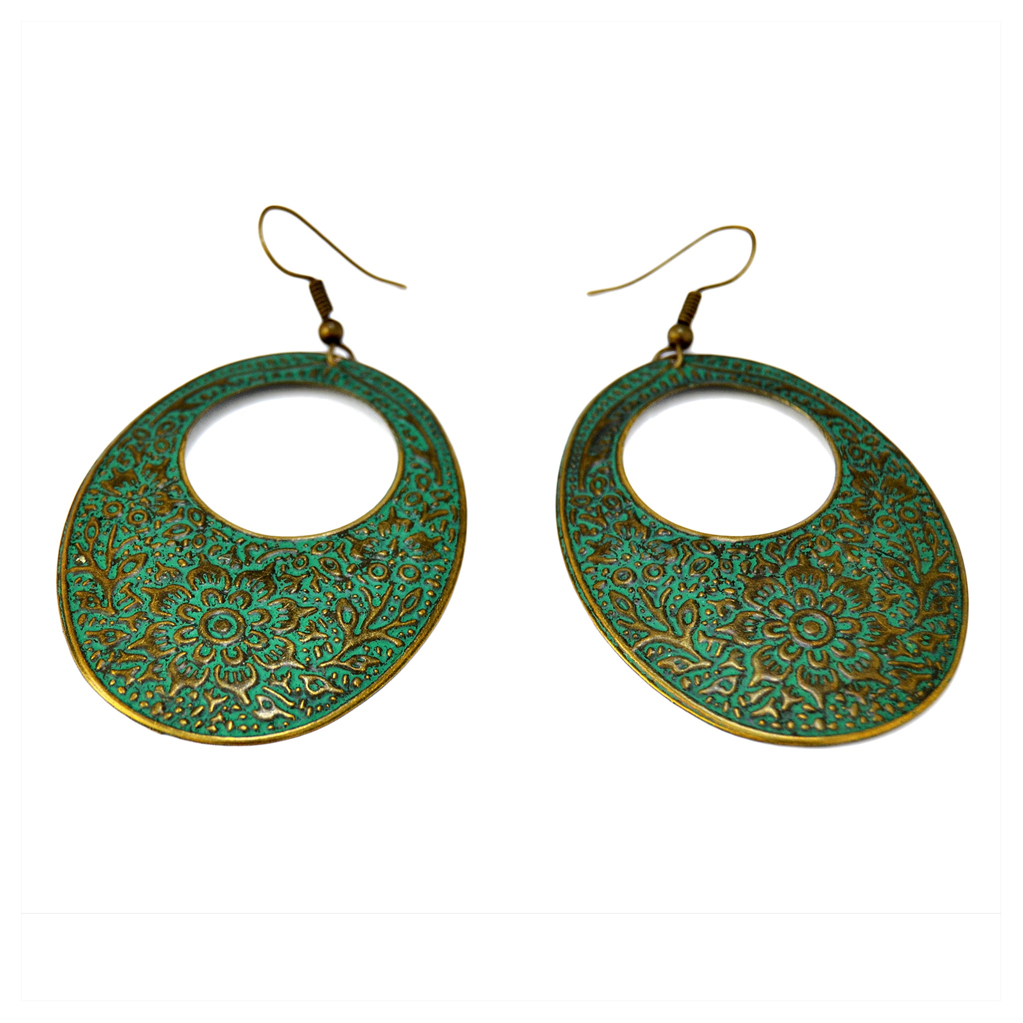 Boho floral oval earrings