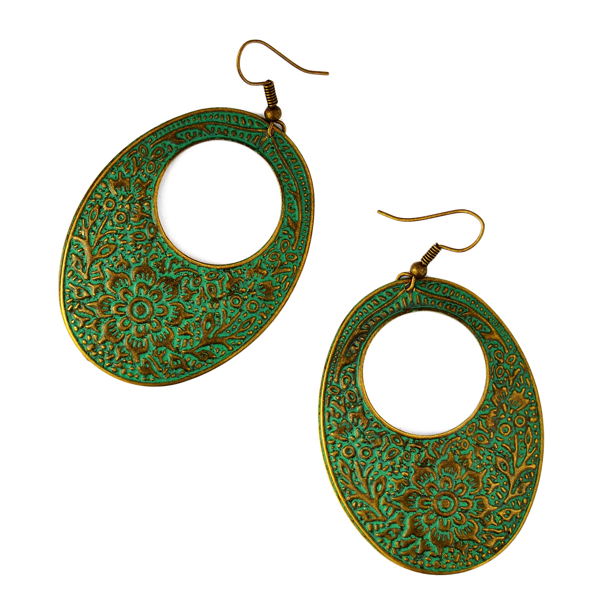 Green patina earrings