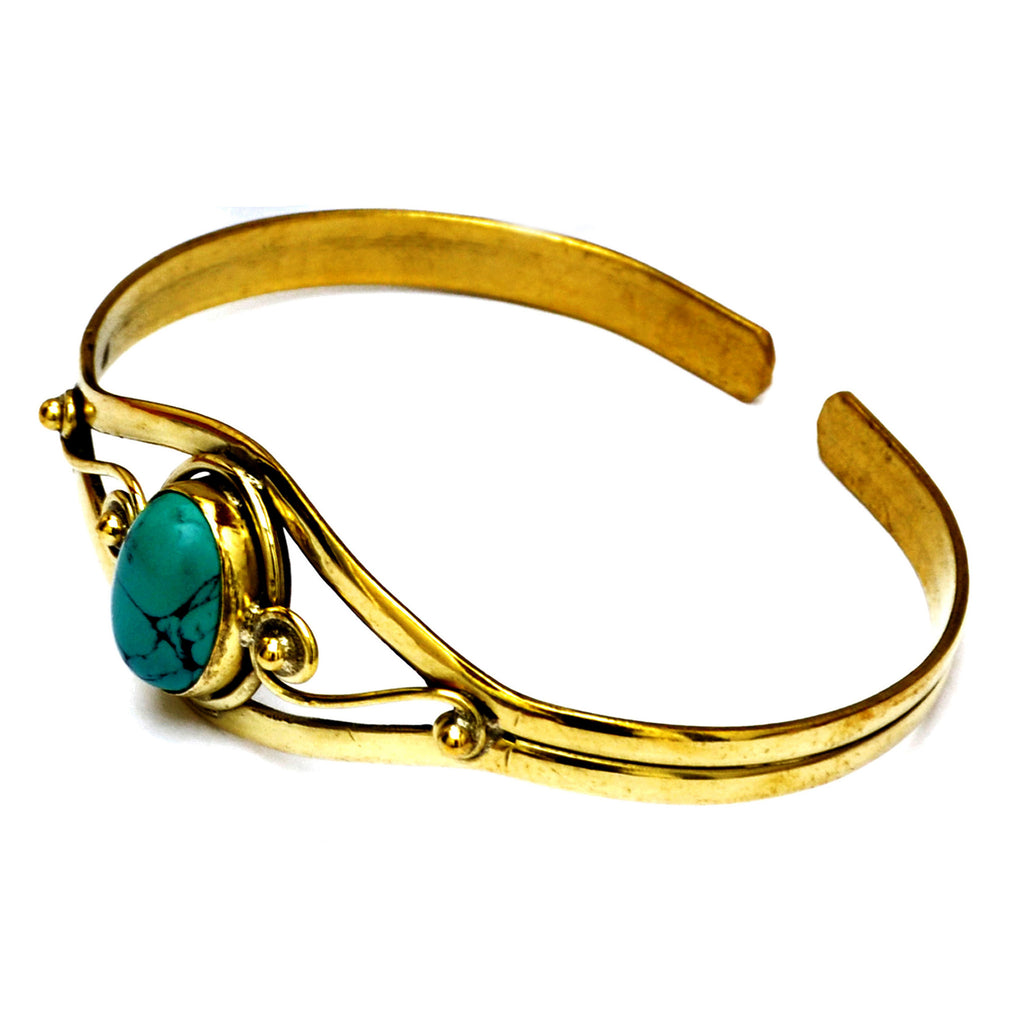 Bohemian brass bracelet with turquoise