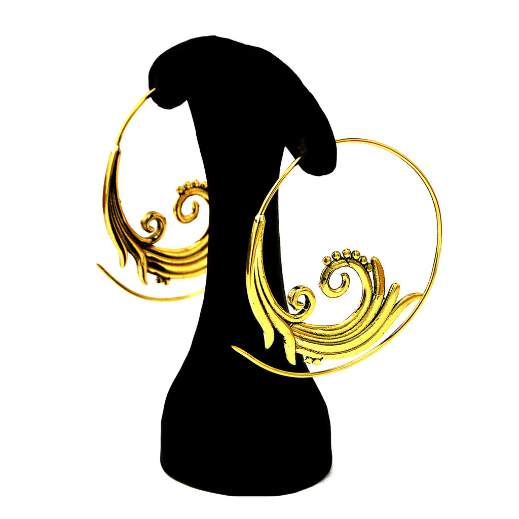 Gold spiral lotus earrings