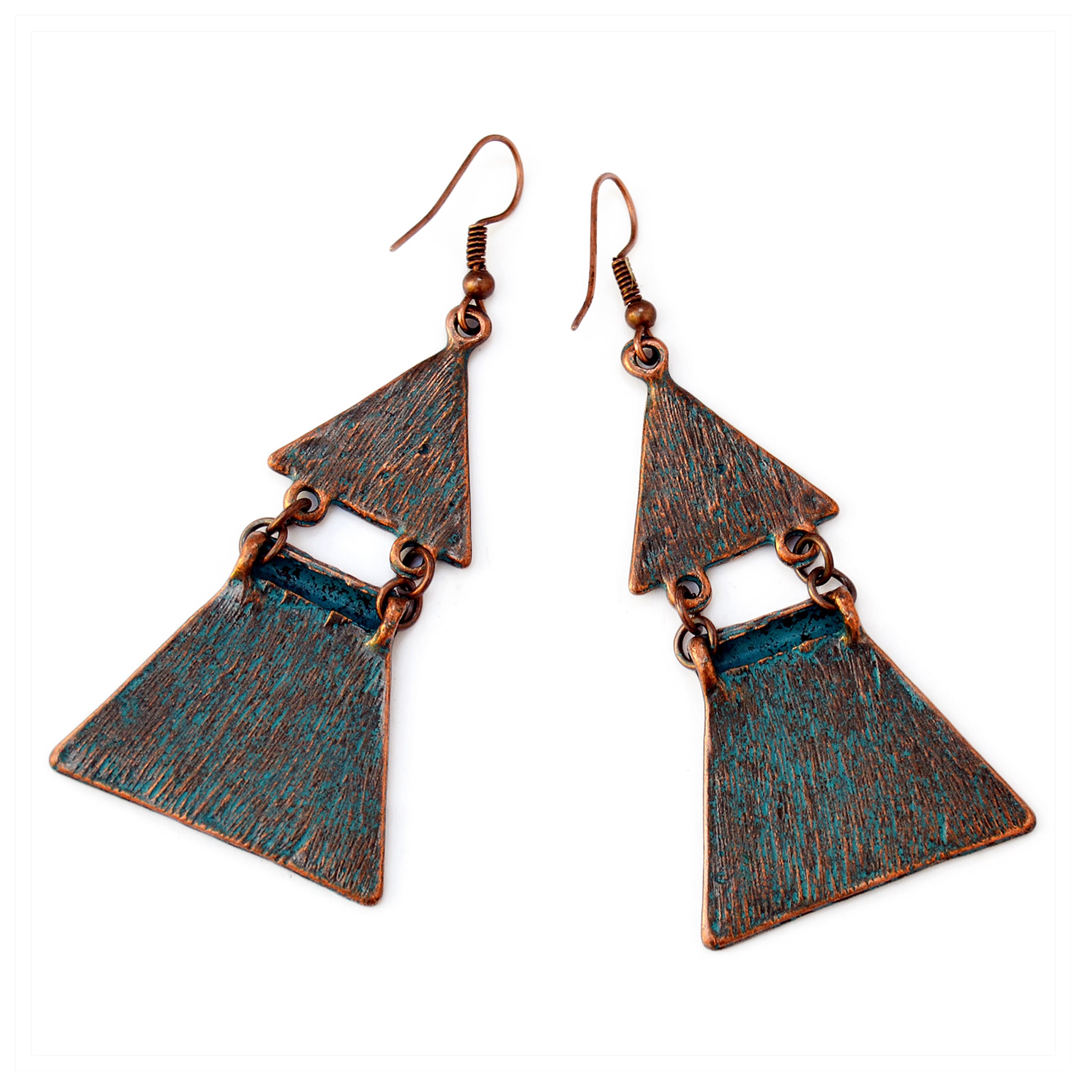 Green copper earrings