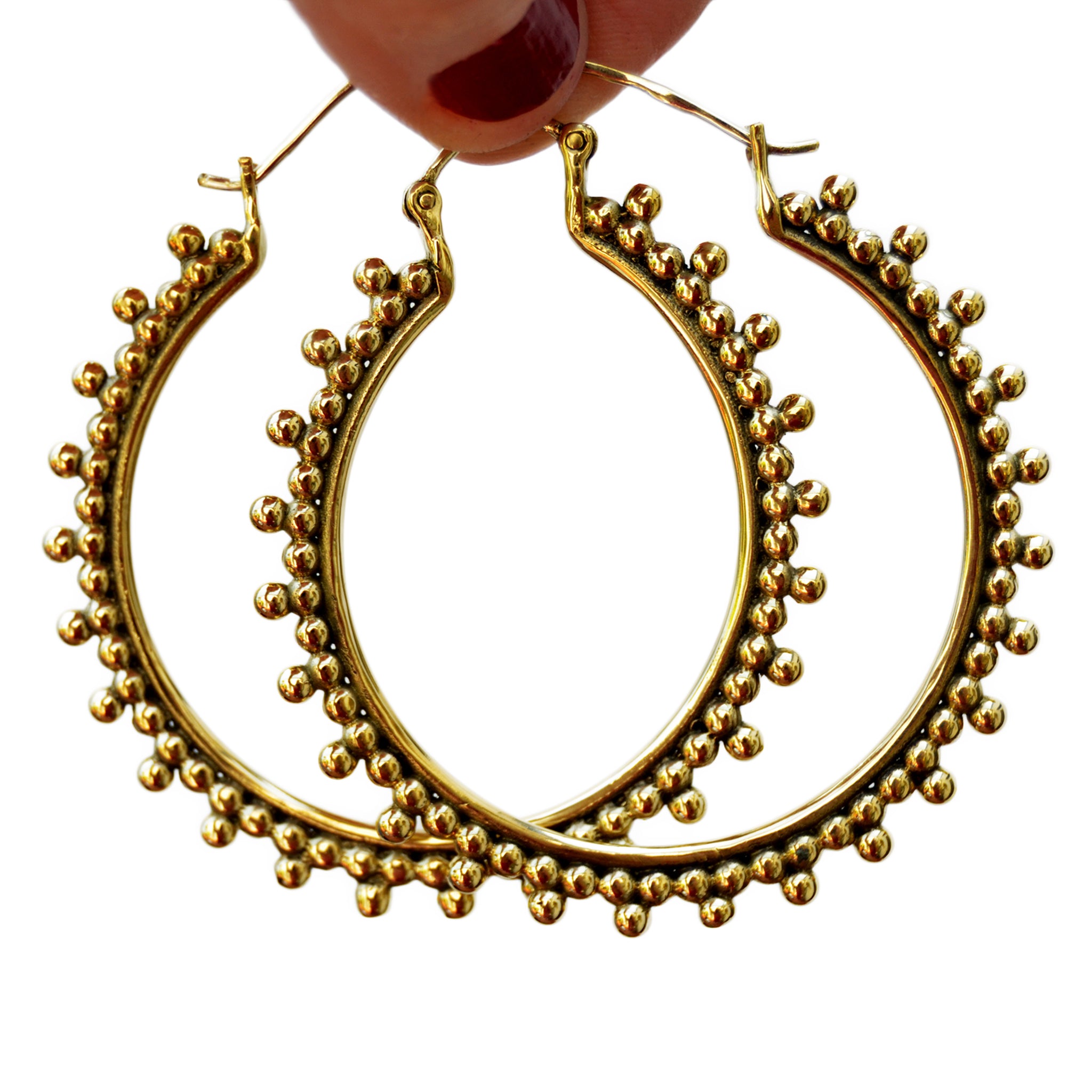 Brass indian hoop earrings