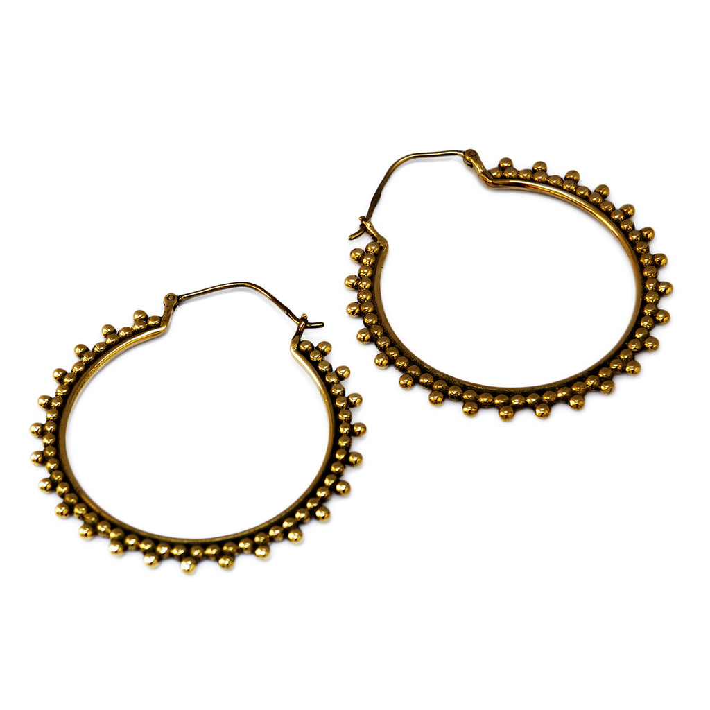 Large brass hoop earrings