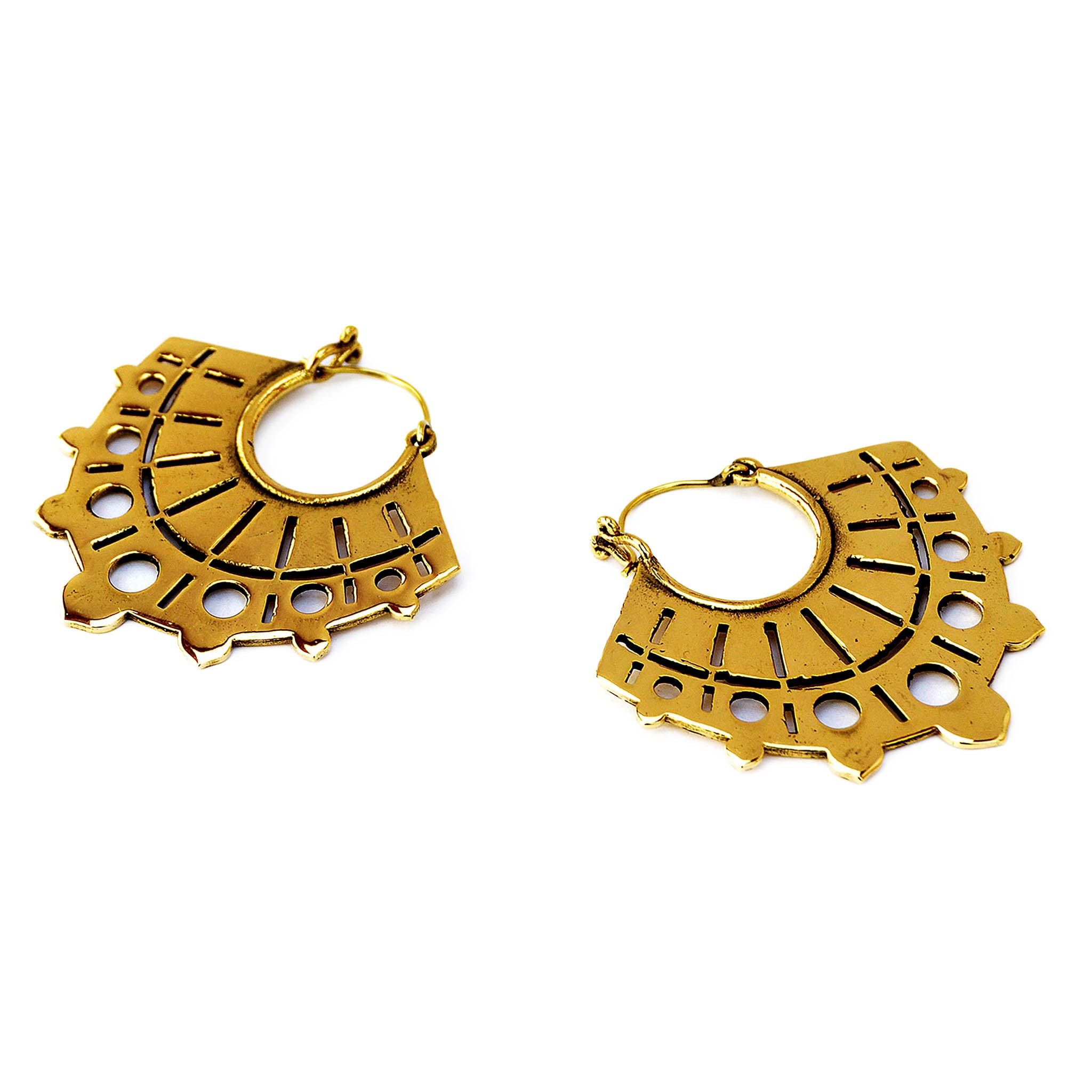 Tribal brass aztec earrings