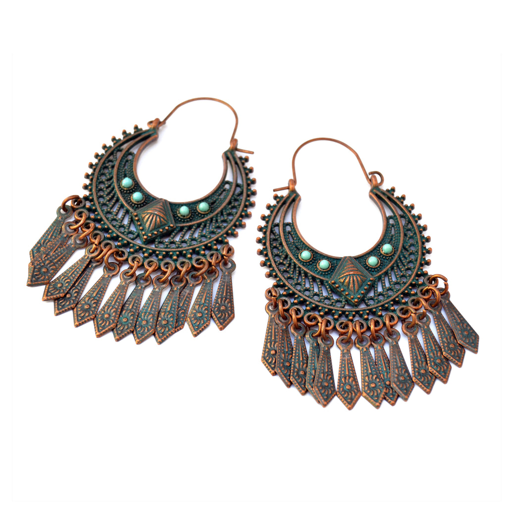 Antique copper hoop earrings