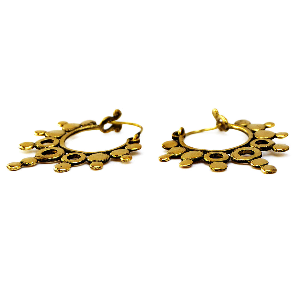 Gold tribal hoop earrings
