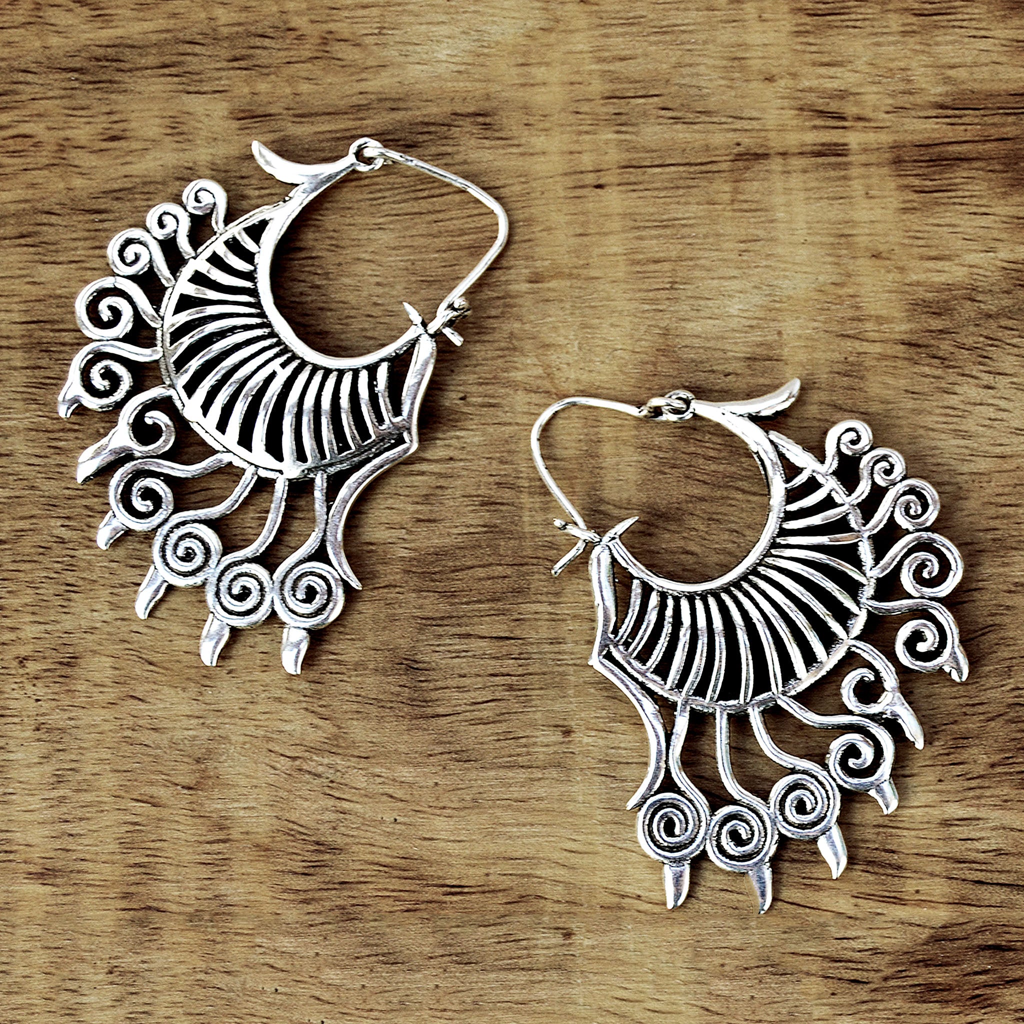 Ethnic silver earrings