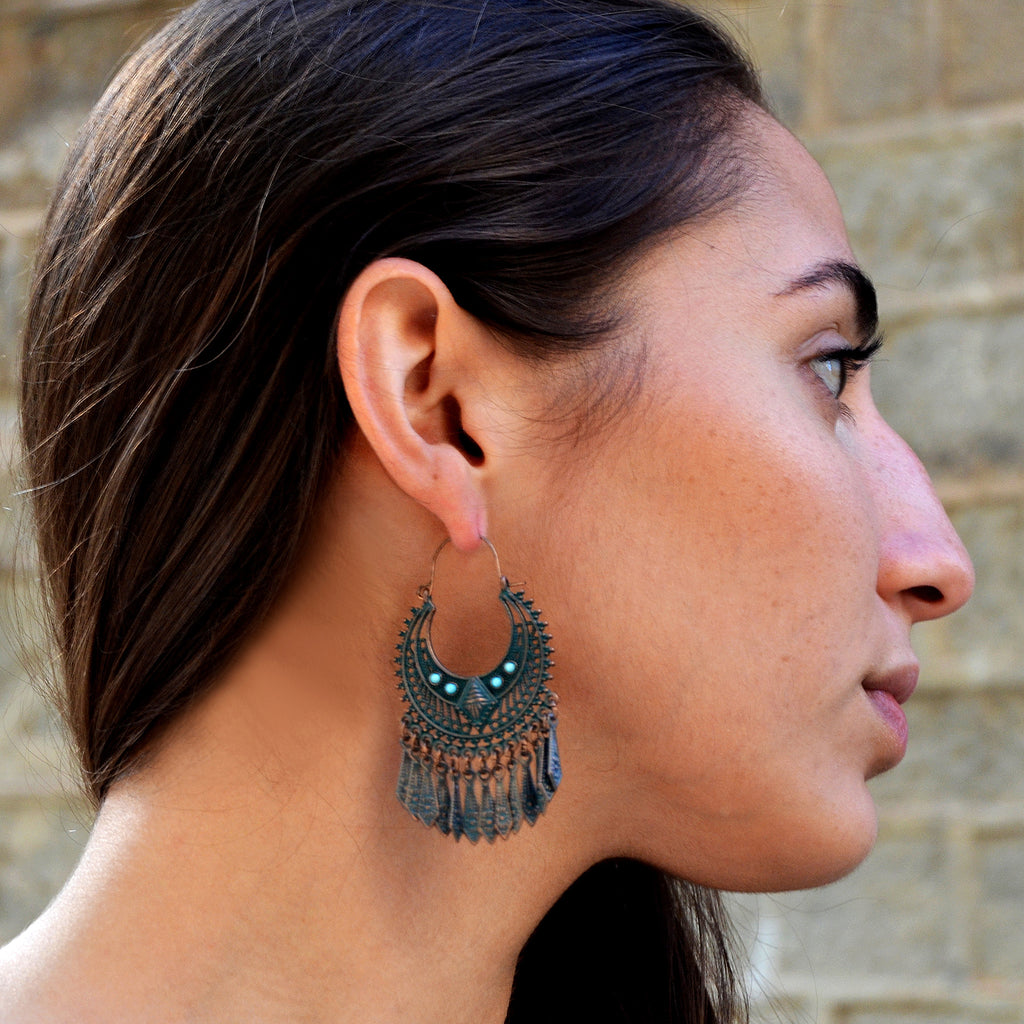 Aged copper earrings