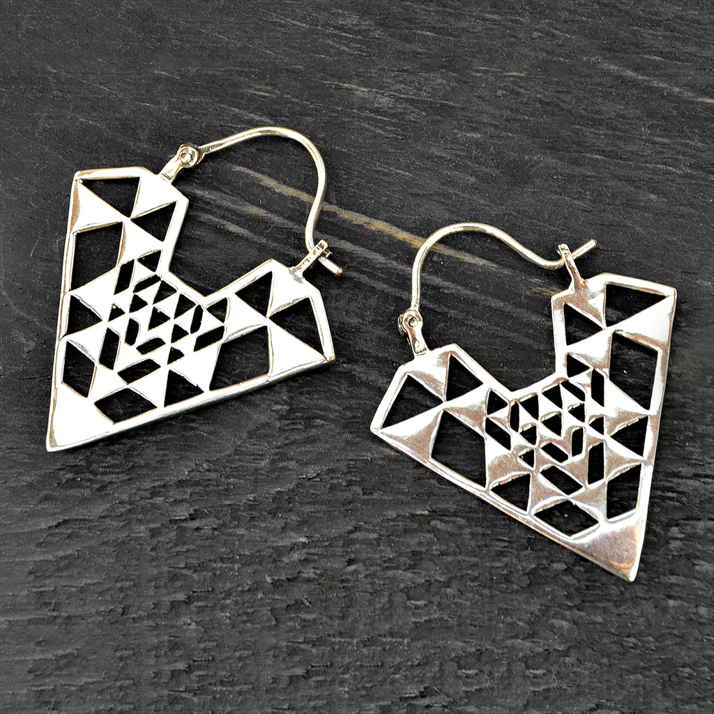 Silver triangle earrings