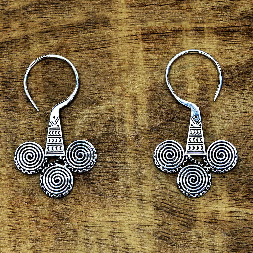 Silver aztec earrings