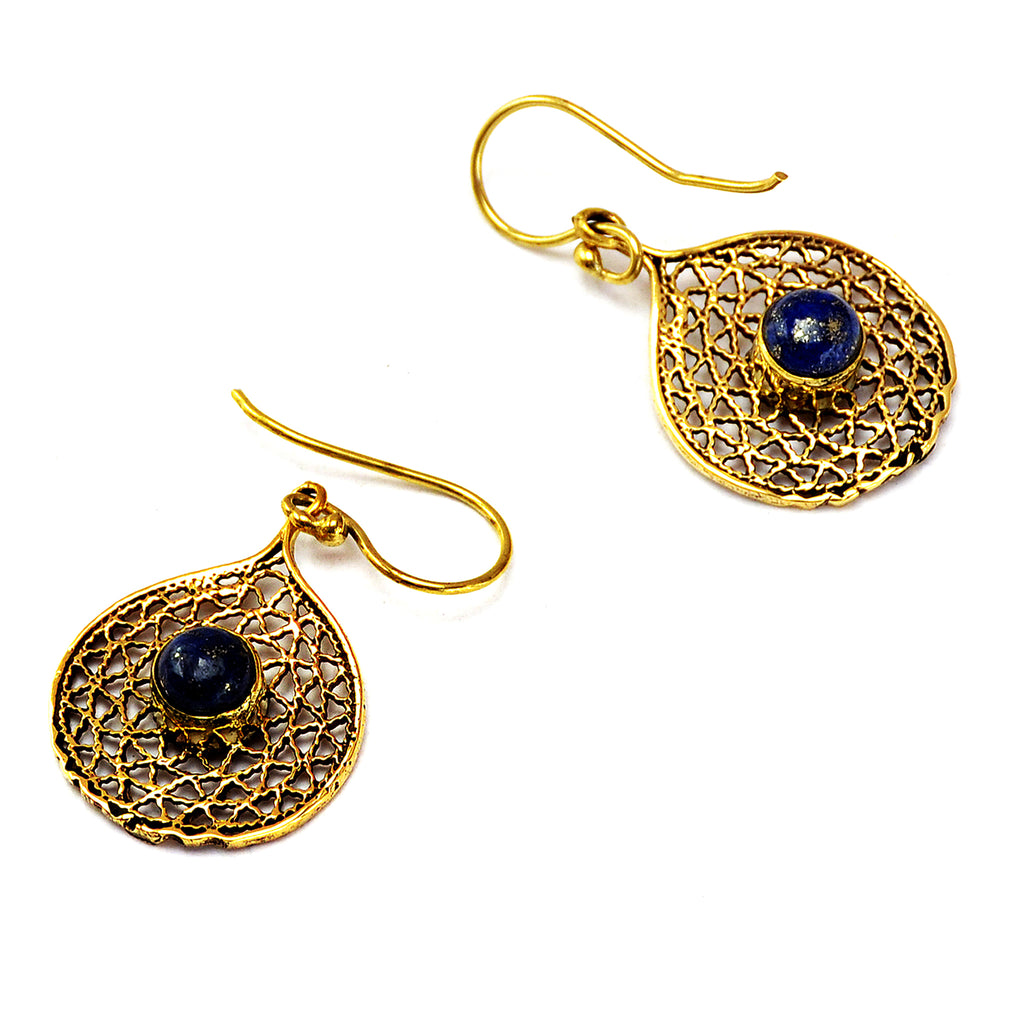 Tribal filigree earrings with lapis lazuli