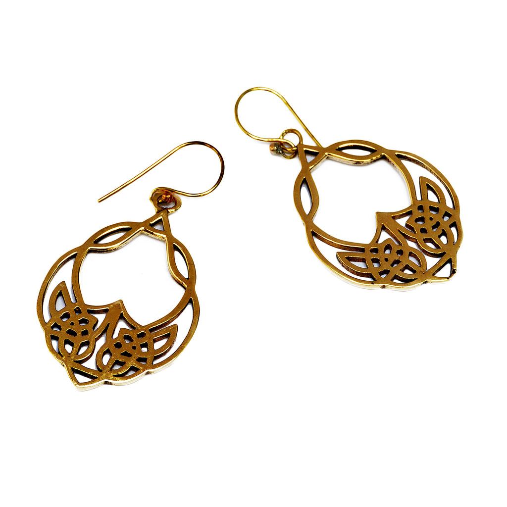 Gold lotus earrings