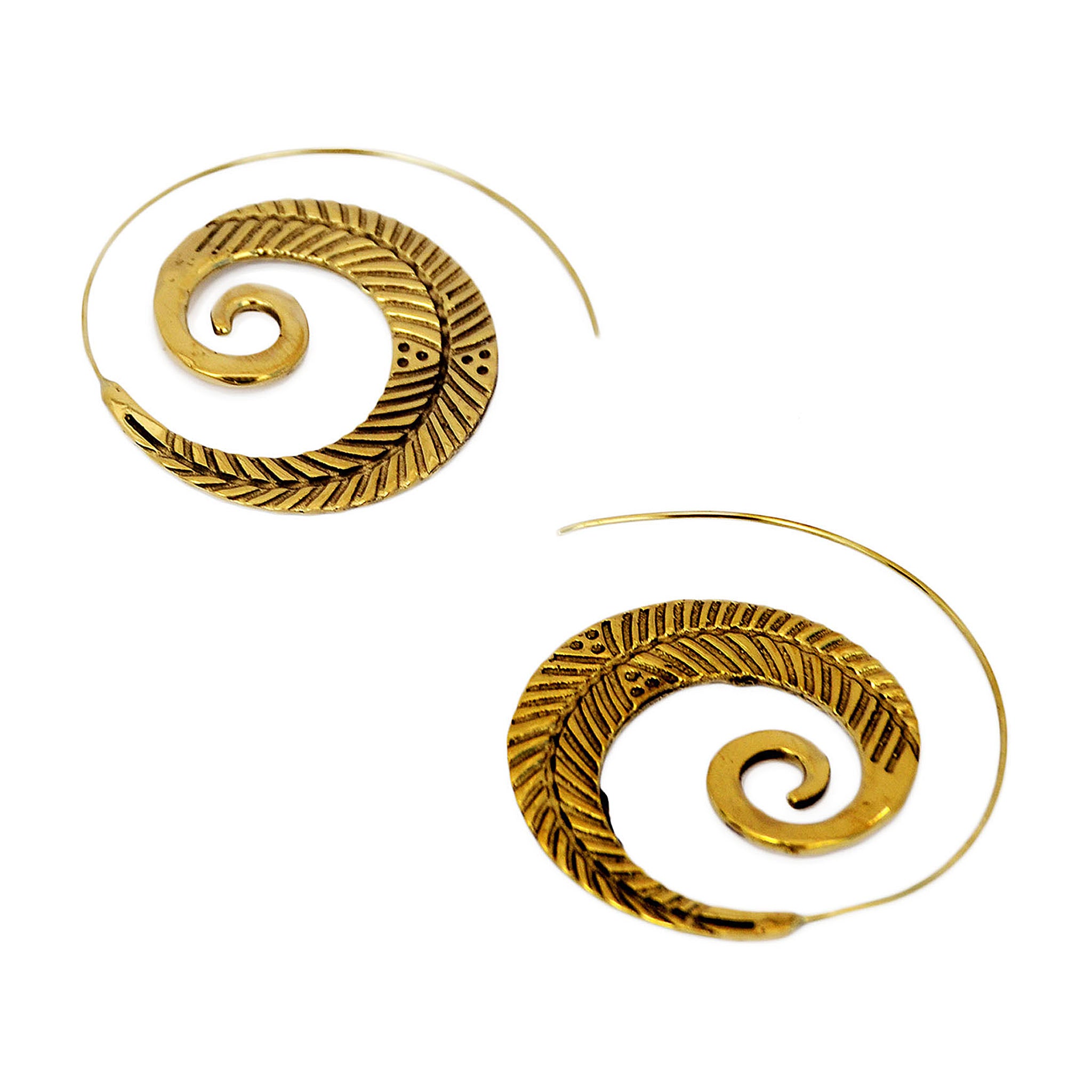 Gold large leaf earrings