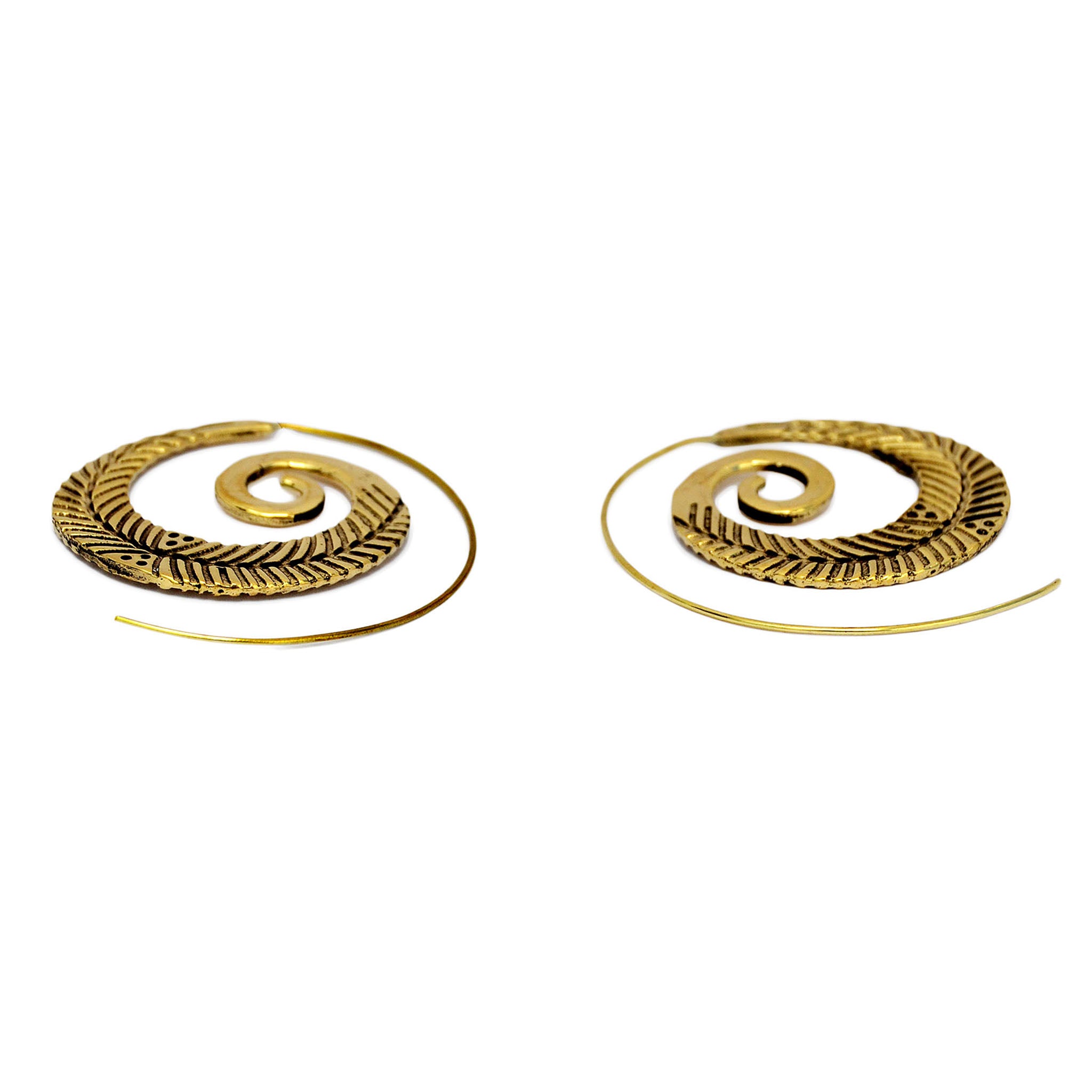 Brass gold leaf earrings
