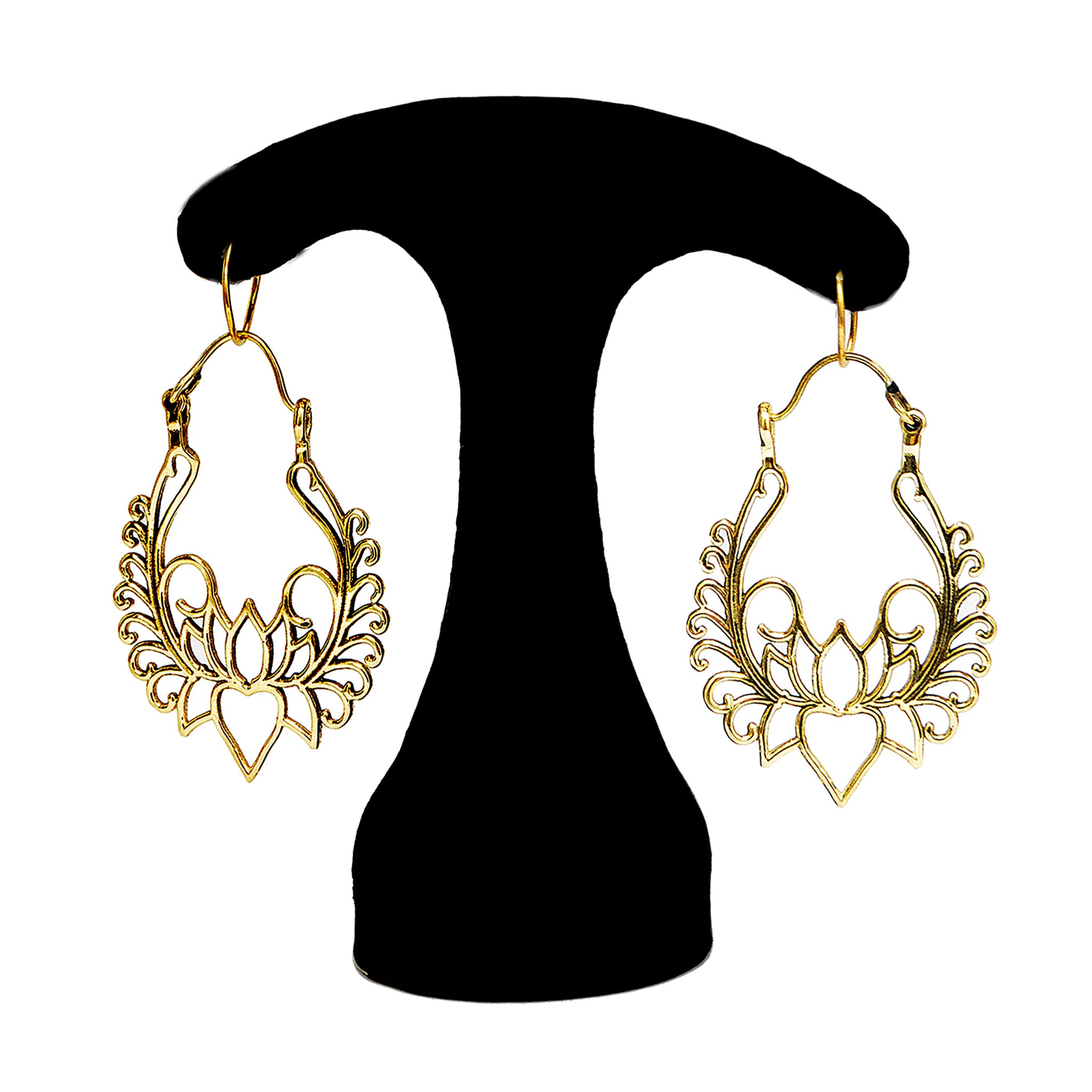 Indian lotus earrings brass
