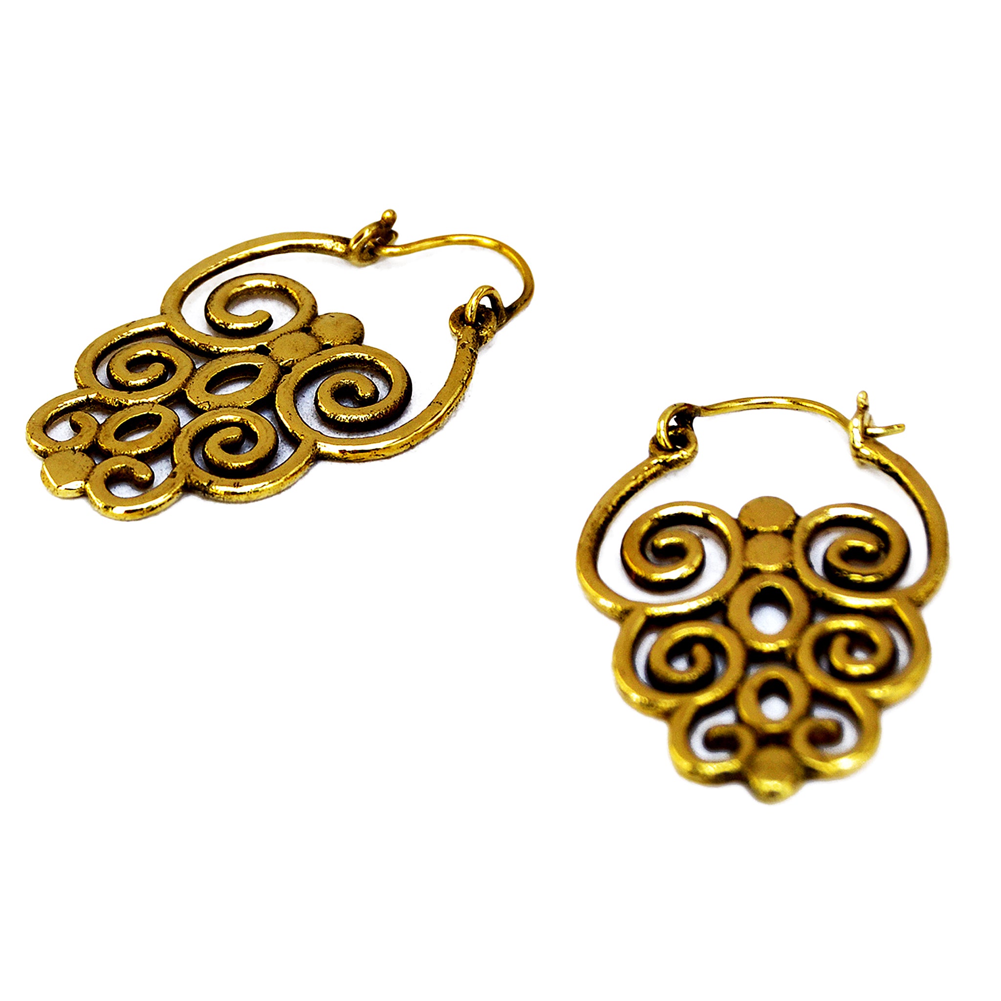 Brass tribal earrings