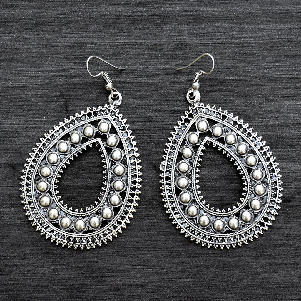 Big silver drop earrings