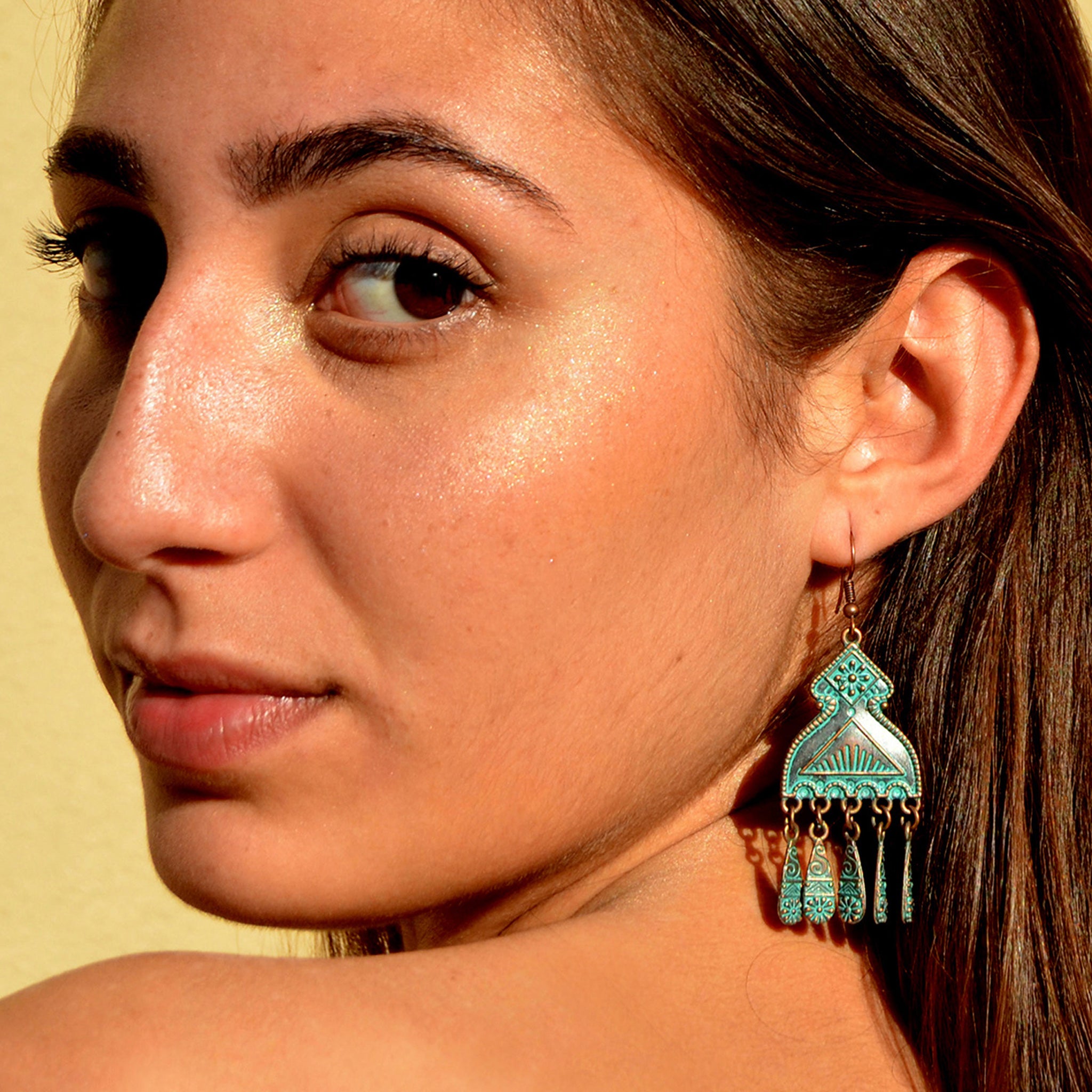 Blue copper earrings