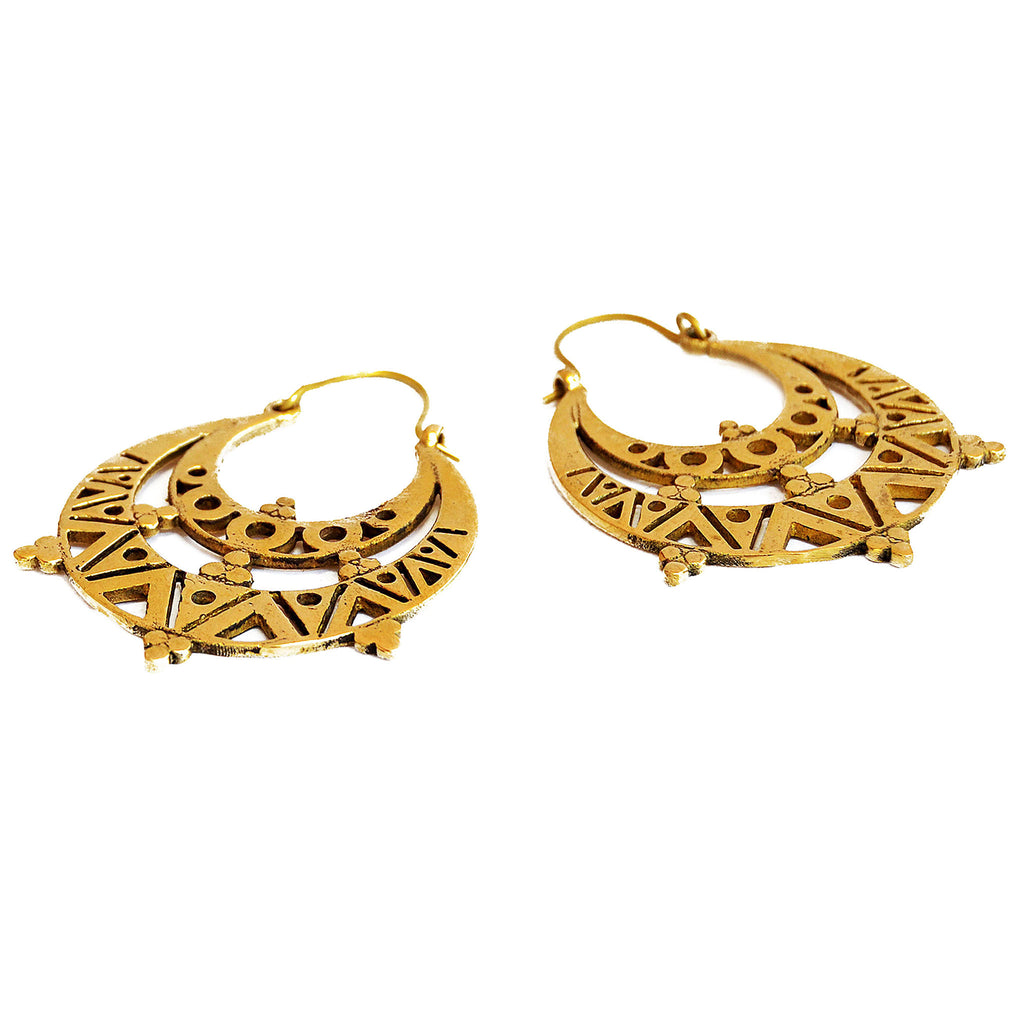 Gold aztec earrings