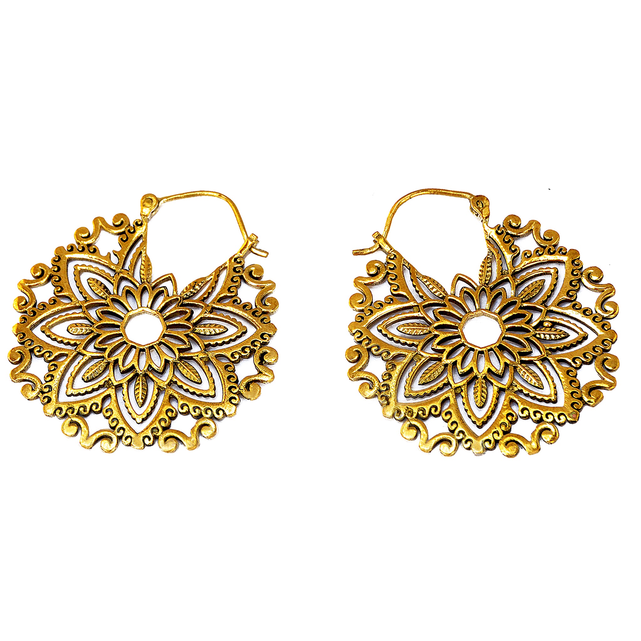 Indian flower earrings brass