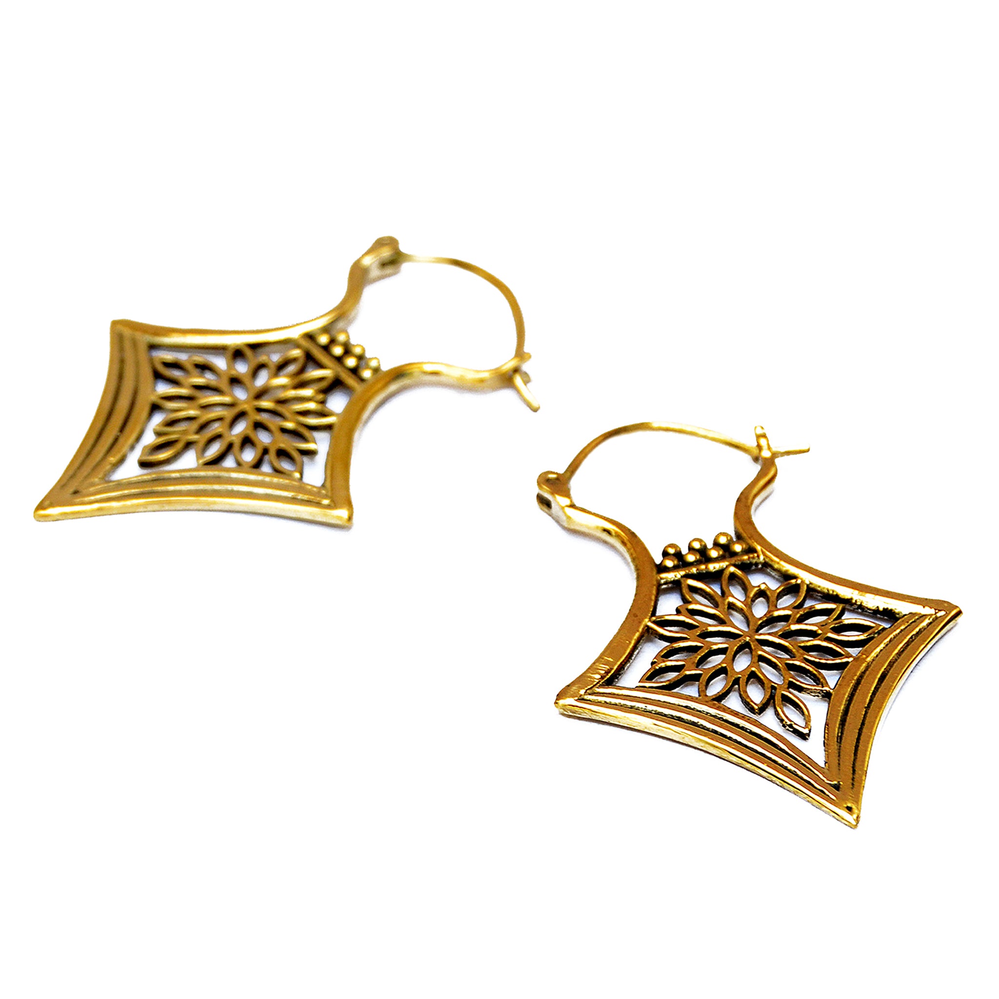 Brass floral earrings