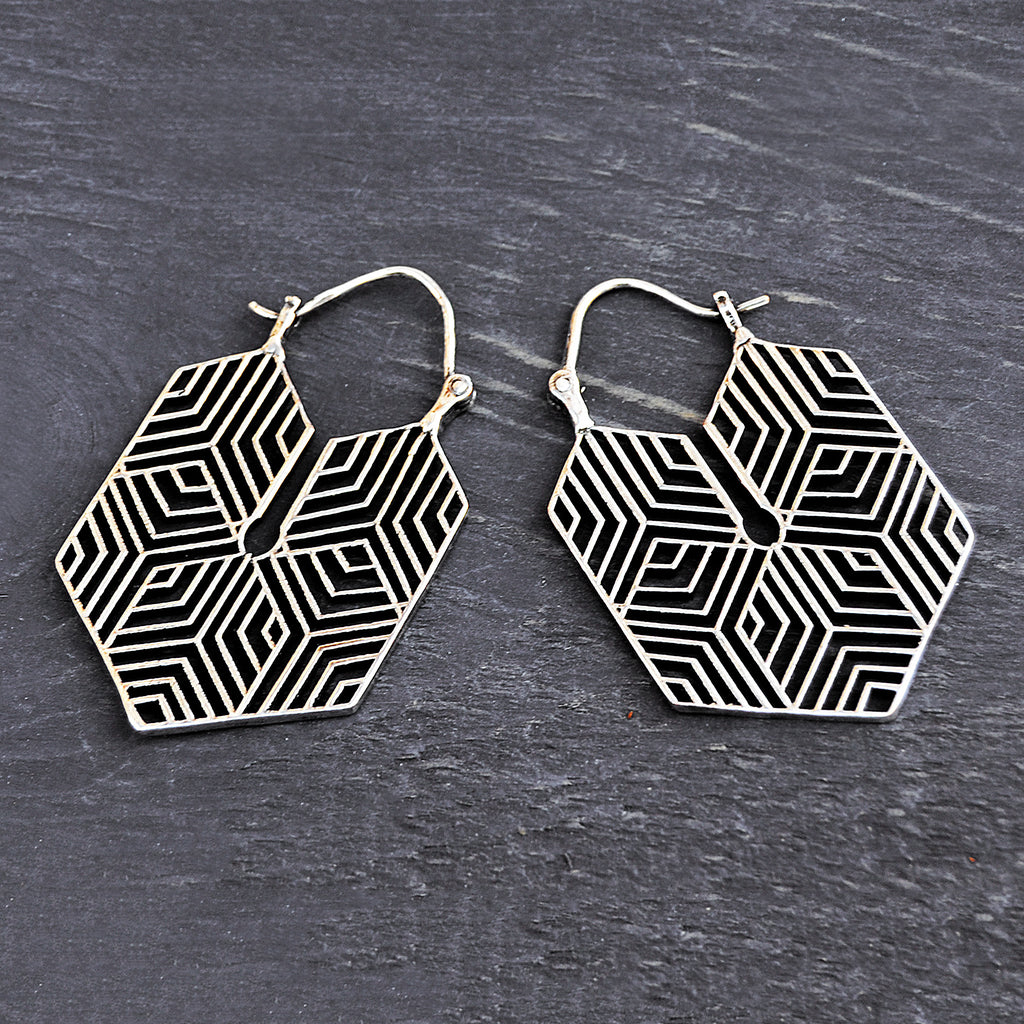 Large geometric earrings