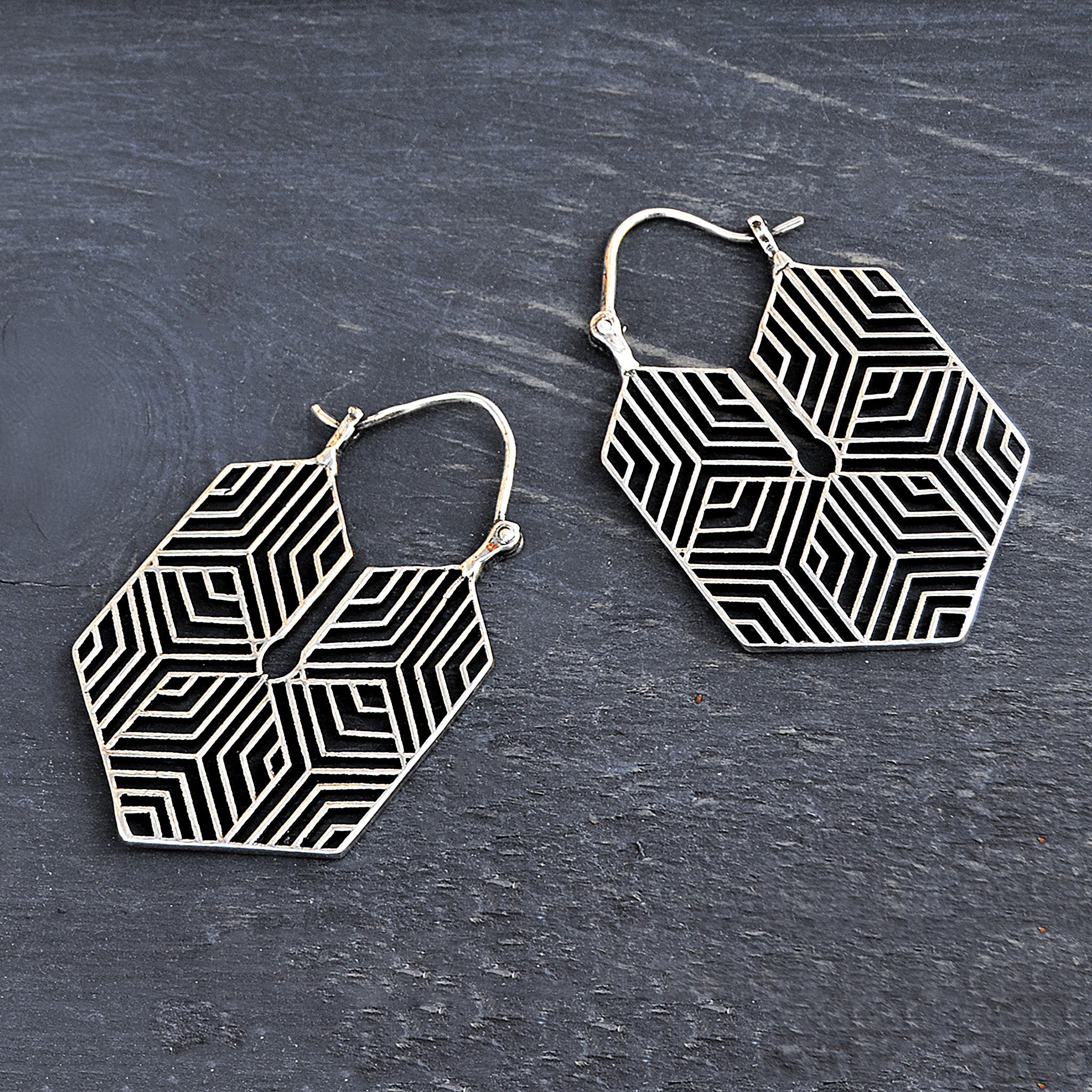 Silver geometric earrings