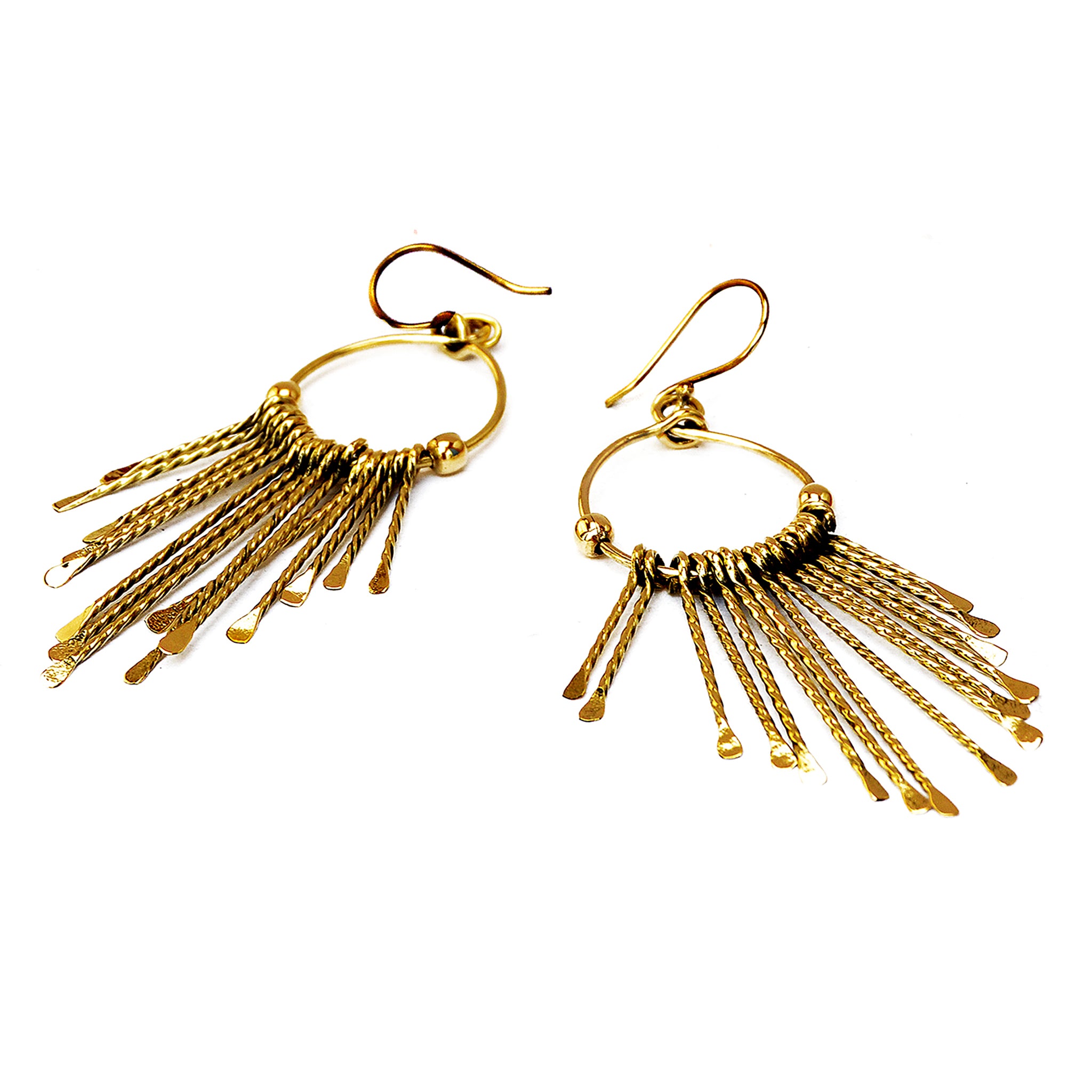 Brass long earrings