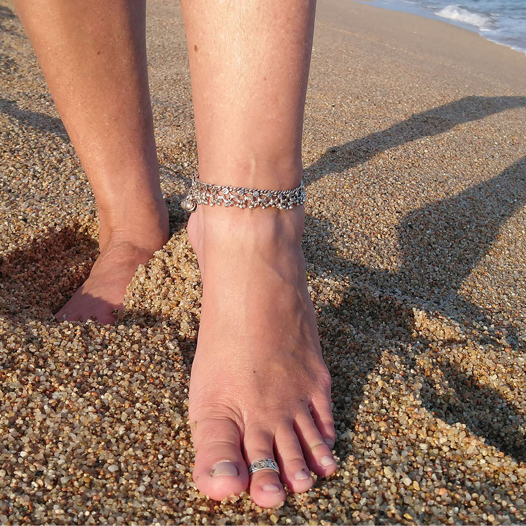Silver ankle bracelet