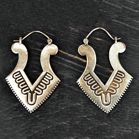 Silver aztec earrings