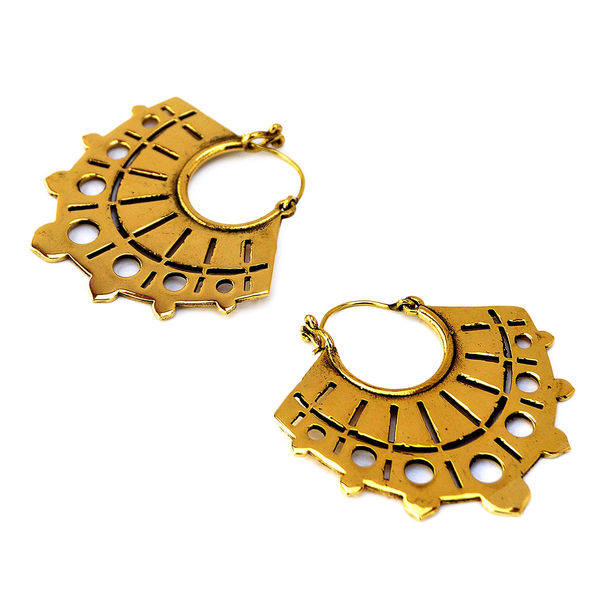 Brass aztec tribal earrings