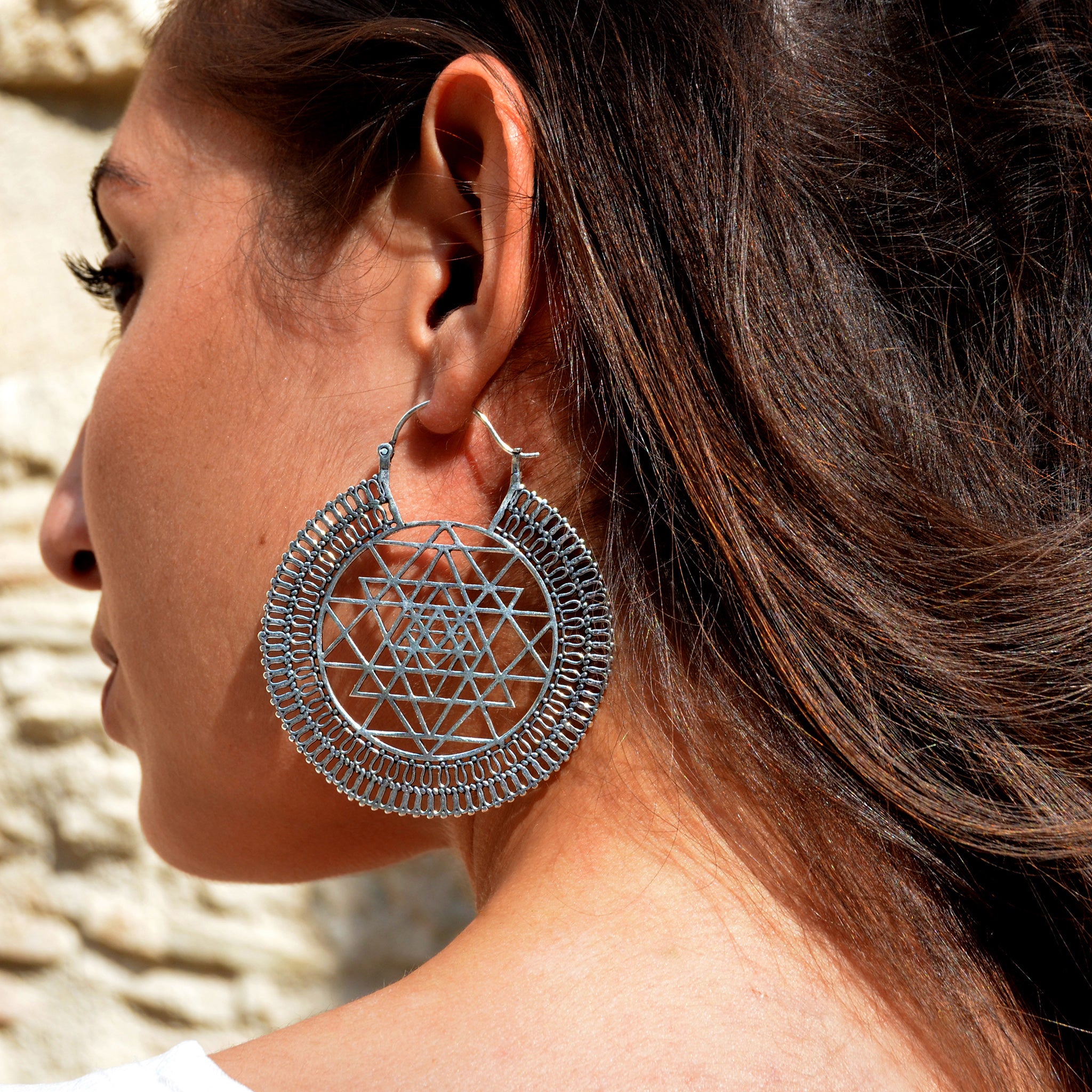 Big sri yantra earrings