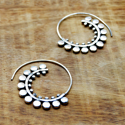 Silver small rajasthani hoop earrings 
