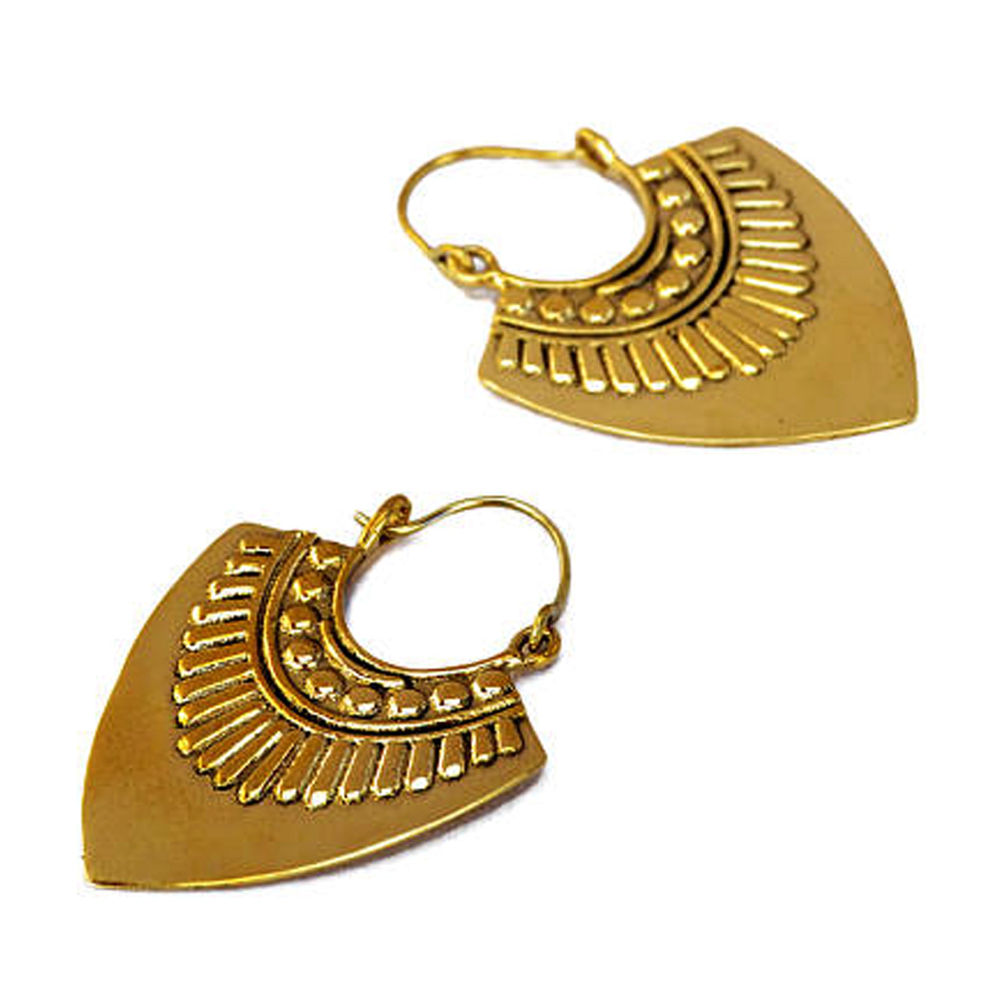 Aztec brass earrings