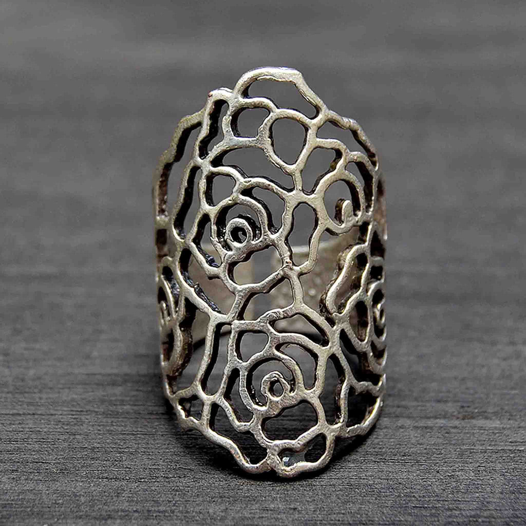 Carved floral ring