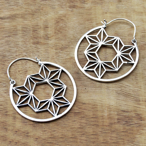 Silver mandala earrings
