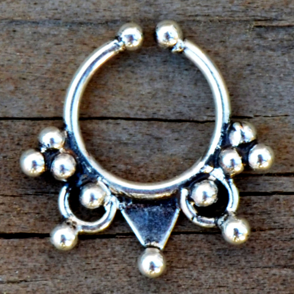 Silver ethnic fake septum ring