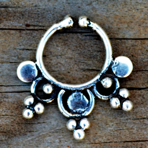 Silver gypsy fake septum ring