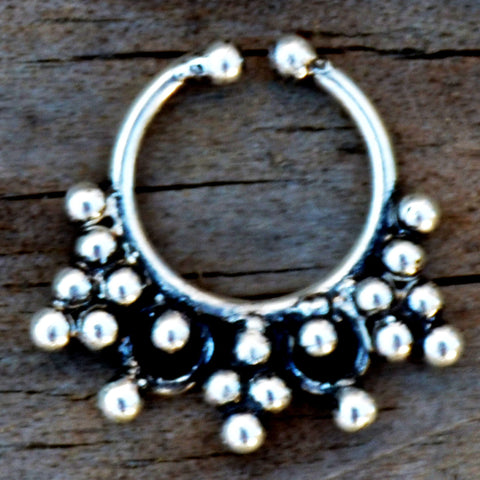 Silver tribal faux nose ring
