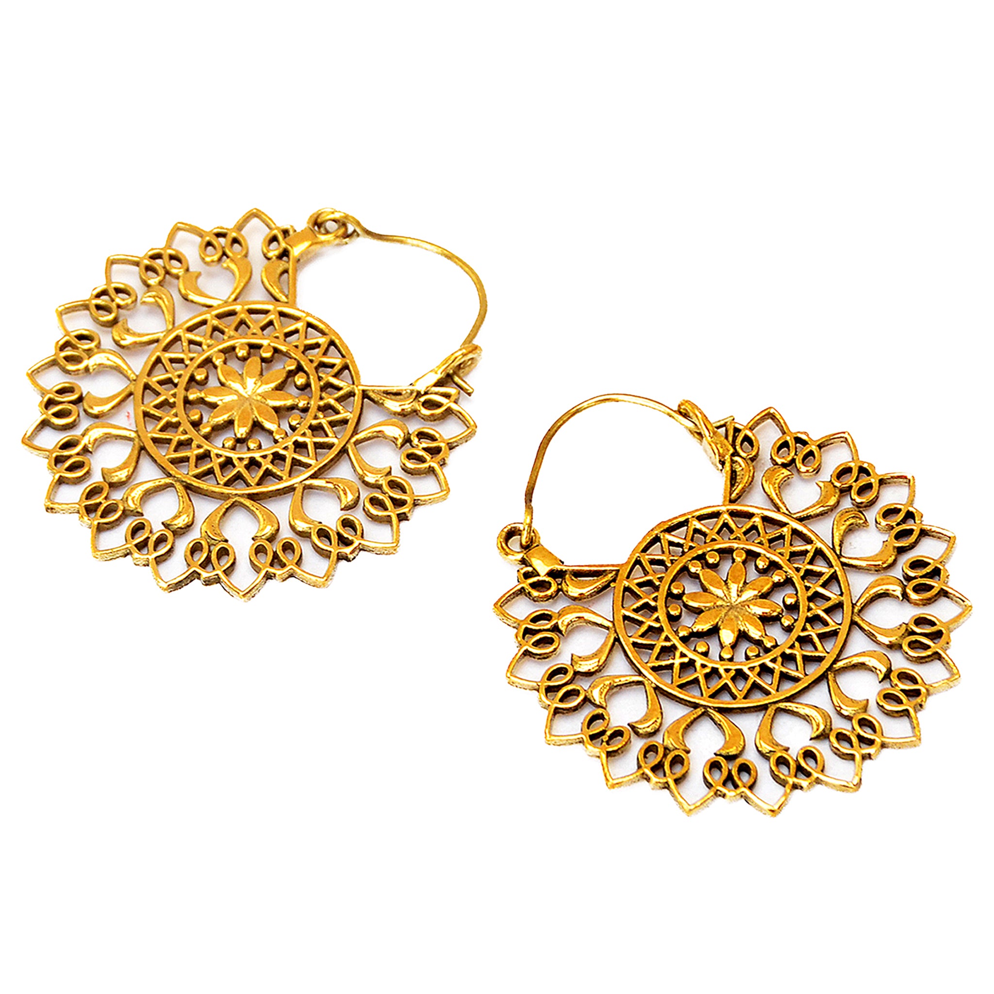 Brass floral mandala earrings