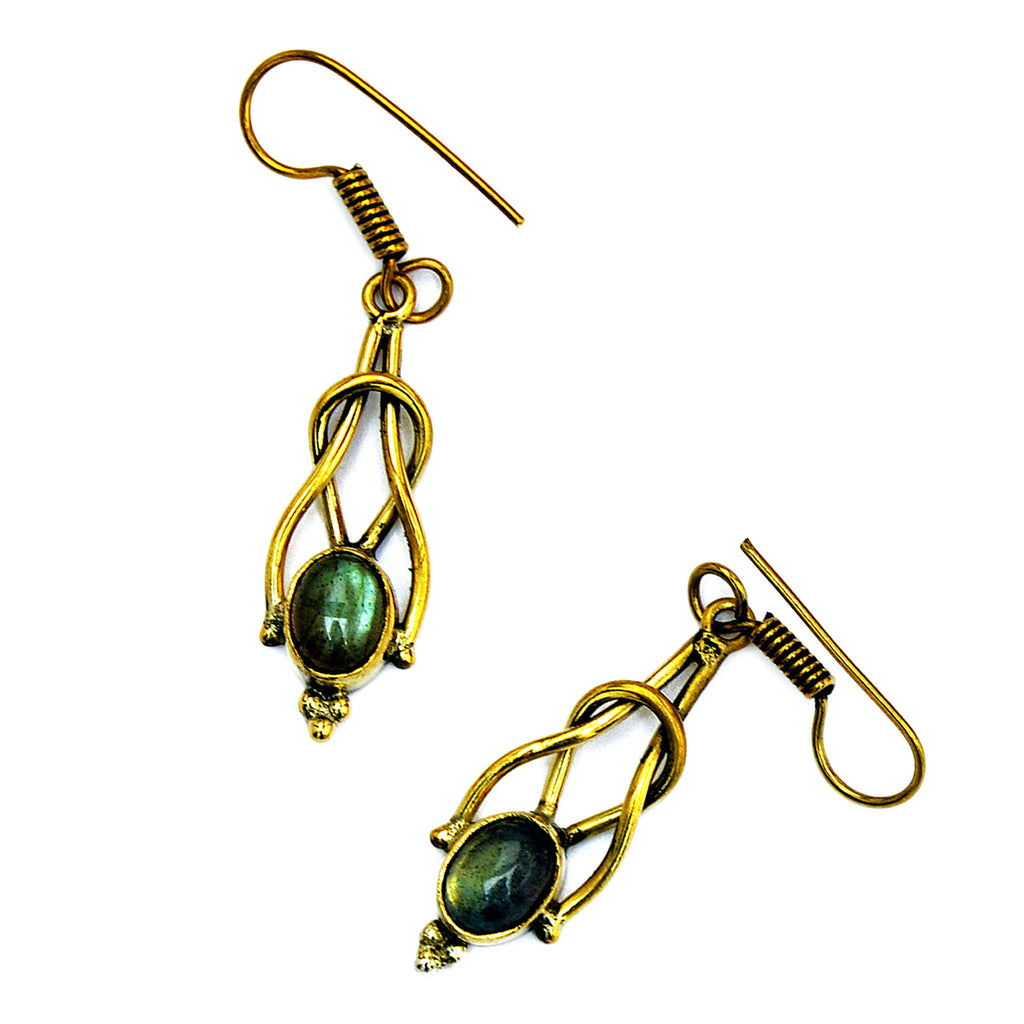 Bohemian drop earrings with labradorite stone