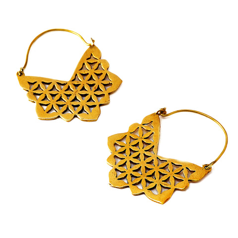Large geometric brass earrings 